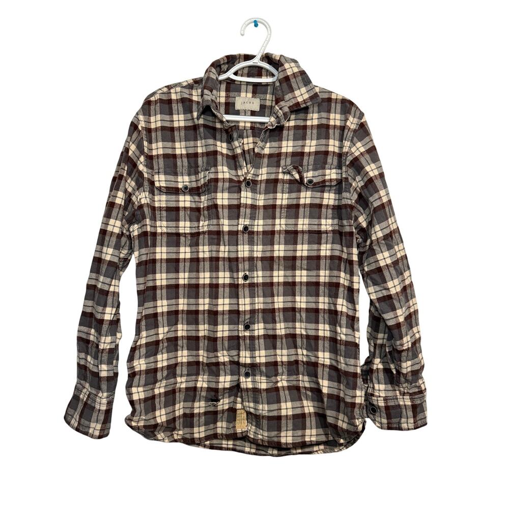 Jachs plaid long sleeve cotton button down flannel mens medium chore cowboy‎